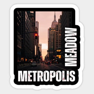 Metropolis meadow cityscape Sticker